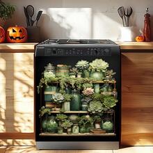 Magnetic Stickers, Succulent Green Plant Dishwasher, Refrigerator Stickers, Stove Cover Pads, Enhance Space Quality, Make Appliances Wear-Resistant And Scratch-Resistant, Self-Adhesive, Firmly Attached, Suitable For Refrigerator, Dishwasher, Sterilizer, Washing Machine