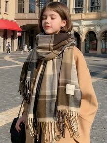 12-16 Years Old Autumn And Winter Plaid Scarf Boys And Girls Winter High-End New Style All-Match Warm Couple Neck Shawl Korean Style - Multicolor - View 2