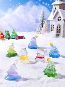 7 sztuk miniaturowych figurek bałwanków, choinka z żywicy, miniaturowe akcesoria do majsterkowania, mikrokrajobrazy, ozdoby świąteczne, dom, zimowe dekoracje na tort, domek dla lalek, ozdoba na tort w kształcie choinki, klej do kremu, DIY, żywiczne akcesoria, ozdoba świąteczna, idealna do każdego pokoju, idealna na Boże Narodzenie i Walentynki, dekoracje ogrodowe, dekoracje do akwarium