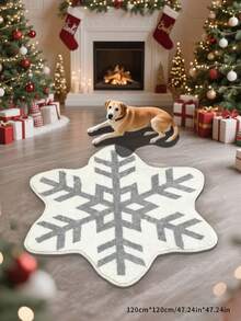 1 pieza Alfombra decorativa con forma de copo de nieve navideño, plegable, fácil de limpiar, lavable. Alfombra natural y cómoda, adecuada para dormitorio, estudio, sala de estar, decoración del hogar.