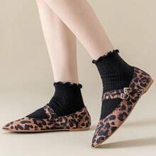 Mcool Mary Womens Ankle Ruffle Socks Casual Cotton Frilly Breathable Cute Knit Lettuce Trim No Show Socks 6 Pack{"Color_name":"6pairs(Black)","Size_name":"5-9"} - 多色6 - 查看 8