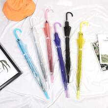 1 pieza Paraguas transparente, paraguas de mango largo, punto fotográfico popular, accesorio de decoración de paraguas transparente, mango recto, fresco y lindo