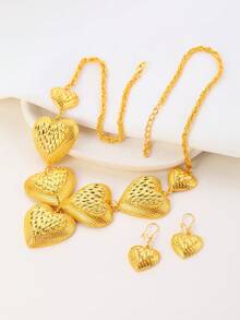 3 قطع/مجموعة مجموعة نسائية أنيقة وفاخرة بشكل قلب وشرابات، مجوهرات للزفاف والحفلات والهدايا في عيد الحب