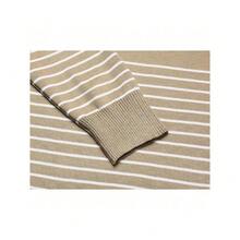 Men's Crew Neck Sweater Slim Fit Lightweight Sweatshirts Knitted Pullover For Casual Or Dressy Wear - 細條紋白色和卡其色 - 查看 5