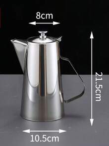 1pc Thick Stainless Steel Cold Water Pitcher With Flat Lid, Hotel/Tea Pot, Long Spout, Large Capacity Juice Carafe
