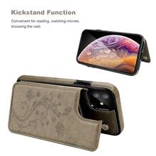 Compatible With IPhone 11 Case Wallet With Card Holder, Embossed Butterfly Premium PU Leather Double Magnetic Buttons Flip Shockproof Protective Cover For IPhone 11 6.1 Inch(Gray){"Color_name":"Gray"} - 多色5 - 查看 5