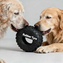 耐用橡胶狗咬胶玩具 - 互动轮胎形宠物玩具，坚固耐用，有 S、M、L 码可选，适合所有品种，好玩的狗玩具 | 轮胎设计玩具 | 耐用的狗玩具，狗玩具 - 黑色 - 查看 5