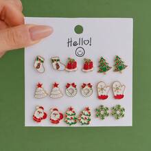 9对经典圣诞耳钉，时尚百搭 - 彩色 - 查看 4
