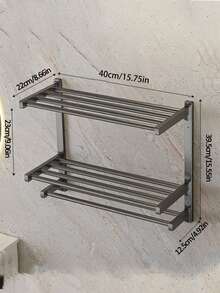 无孔毛巾架，浴室收纳架，毛巾挂钩，多功能壁挂式收纳架，家居浴室装饰，浴室收纳架，浴室配件，浴室工具 - 彩色 - 查看 3