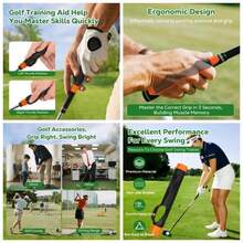 Grip Trainer, Training Aid Correcting Hand Position, Training Grip To Help Improve Swing Technique, Accessories All Clubs - Cam và Đen - Xem 2