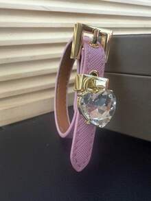 1pc Faux Diamond Bracelet, Leather Cuff With Rhinestones, High-Quality Electroplated Non-Fading, Suitable For Women's Daily Wear, Holiday Gift Choice