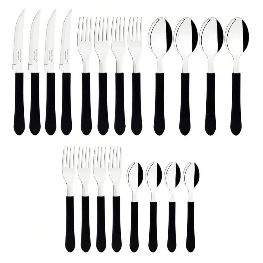 Tramontina Faqueiro Leme Tramontina Inox 20 pç Preto 4 Pessoas