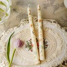 2pcs Printed Taper Candles - 9.84 Inches, Assorted Patterns, Suitable For Wedding Banquet Table Decor, Holiday Ambiance, Home Decor And Holiday Party Decoration - Multicolor - View 15