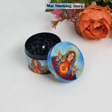 2inch 50mm God Herb Grinder Zinc Alloy Mortar 4-Layers Mill Metal Crusher Manual Pestle Mushroom Tobacco Grass Grinder Cigarette Cigar Tools Smoking Accessories Gift - Style-A - View 3