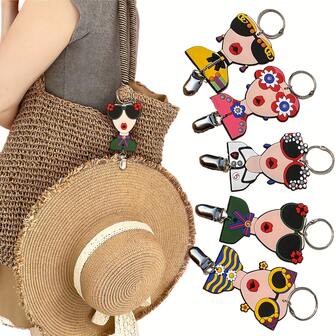 Women's Hat Clip - Cute Design With Chain/Strap, Travel Hat Holder To Prevent Loss, Suitable For Wide Brim Hats - Bag Accessory (Ideal Gift For Women)