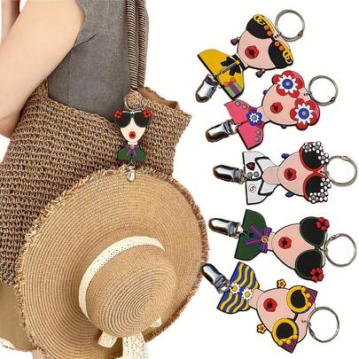 Women's Hat Clip - Cute Design With Chain/Strap, Travel Hat Holder To Prevent Loss, Suitable For Wide Brim Hats - Bag Accessory (Ideal Gift For Women)