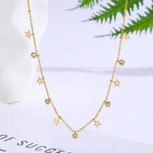 11/15 精致项链系列，精美锆石钻石金项链，轻盈奢华日常佩戴项链 - 彩色 - 查看 4