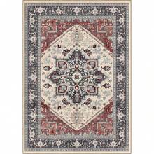 Soft Neutral Area Rugs 5x7, Washable Rug With Non Slip Backing, 5 X 7 Faux Cashmere Low-Pile Carpet, Cream White & Blue & Light Brown,  2025 Design - Black & Red - View 10