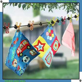 Portable Travel Clothesline, Hotel Laundry Drying Rope, Windproof Indoor Outdoor Balcony Hanging Clothes Line, No Drill Required