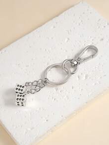 1pc Silver Alloy Dice Bag Charm, Men Wallet Decor, Wallet Chain, Bag Pendant, Bag Charm And Accessory, Key Chain, Minimalist Stylish Hip-Hop, Suitable For Daily Outing, Gift For Friends, Christmas, Birthday