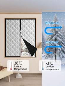 1pc Upgraded Winter Draft-Proof Thermal Curtain – Thickened Insulated & Noise-Reducing, Convenient Zipper Design, Easy No-Drill Install, Enhanced Cold Protection For A Warmer & Cozier Home - Silver - View 6