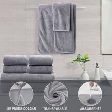 Juego de Toallas de Bao, 6 Piezas Suave y Agradable para La Piel Velln de Coral Toalla, Absorbente, Secado Rpido, Lavable a Mquina para Hotel, Hogar y Gimnasio Gris - GRIS - Ver 5