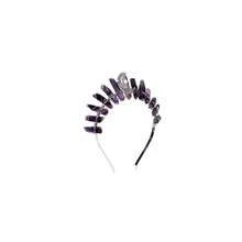 Bubbmi Women Amethyst Crystal Crown Headband Raw Quartz Tiara Moon Goddess Headpiece For Festival Bachelore Tte Party Photography{"Color_name":"PURPLE"} - 紫色 - 查看 1