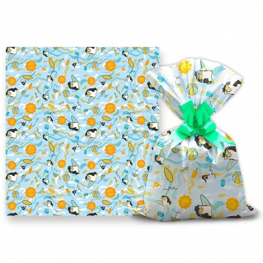 Metallic Gift Bags 30x45 With 50 Units For Children - Pinguin Surf 30x45 - View 1