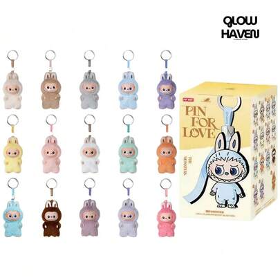 Pop Mart Colgante de peluche de vinilo de la serie Pin For Love de Labubu The Monsters, 100% auténtico, caja sorpresa (A-M), 1 unidad aleatoria, decoración coleccionable para el hogar, regalo de cumpleaños o Navidad para niños y niñas