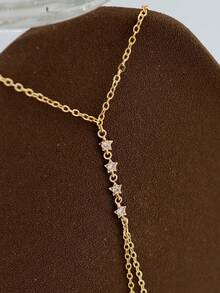 1 Bộ vòng tay xích đeo ngón tay đính đá Cubic Zirconia lấp lánh thanh lịch, thích hợp cho trang phục hàng ngày của phụ nữ, tiệc đêm, tụ tập - Vàng - Xem 3