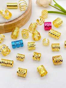 Hip-Hop Dreadlocks Schmuckring Haarknopf Afrikanische Perücke Zöpfe Dreadlocks Haarzubehör Metallknopf zum Selbermachen für Dreadlocks Zöpfe, lockiges Haar, Haarkurler, Haarlocken ohne Hitze, Haarkurler, Lockenwickler, Haarlockenzubehör, Reise, Haarpflege, Friseurausrüstung