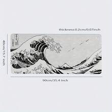 XXL 游戏鼠标垫 - 黑白波浪艺术设计，防滑橡胶底座，可水洗表面，柔软时尚的长方形桌面垫，适用于电脑、笔记本电脑和办公/游戏环境，波浪图案桌面配件，办公用品，桌面配件，鼠标垫，桌面鼠标垫 - 彩色 - 查看 7