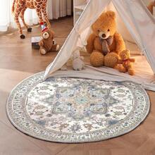 Soft Neutral Area Rugs 5x7, Washable Rug With Non Slip Backing, 5 X 7 Faux Cashmere Low-Pile Carpet, Cream White & Blue & Light Brown,  2025 Design - Purple & Cream - View 11