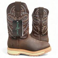 BOTA TRABAJO PUREPECHA SUELA DOBLE DENSIDAD ESTILO DE RODEO SIN CASCO - Color caoba - Ver 2