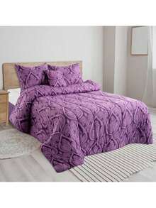 5-Piece Comforter Set – Lux Decor Collection – Lightweight Microfiber With Plush Texture – Opulent Design – All-Season Warmth – Elegant Bedding With Pillow Shams & Bed Skirt – Cozy Comforter, Elegant Bedding Set, Luxury Bedroom Essentials, Valentine's Day Romantic Bedroom, Spring Bedding Set, Complete Bed In A Bag, Matching Decor, Elegant Design, Luxury Look, Gift Set Idea, Guest Bedroom Ready, Modern Bedroom Style, Easy Bedroom Refresh, All-Inclusive Bedding, Daily Living, Home Comfort, Family Choice - Màu tím nhạt - Xem 10