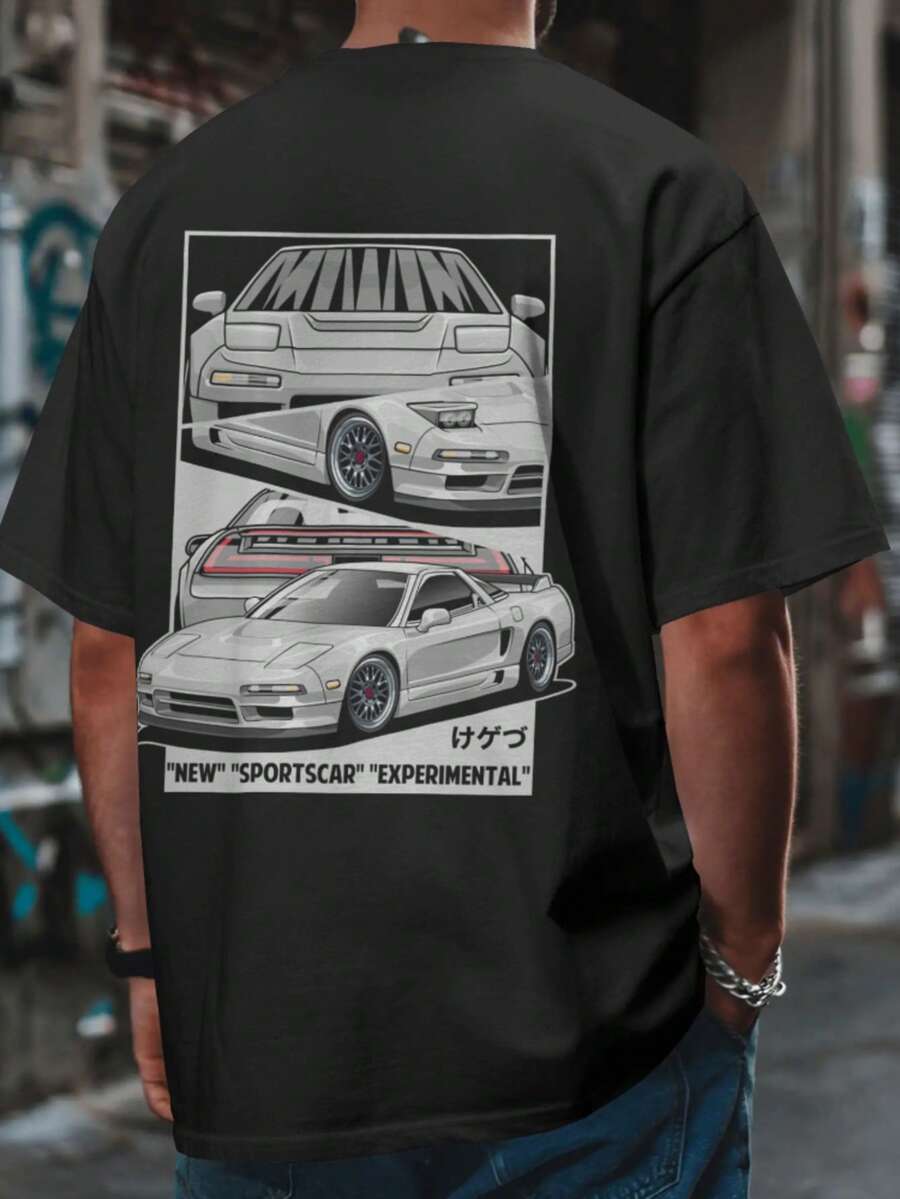 NSX Graphic TShirt – Stanced Drift Sport Car JDM Fans Casual Unisex Streetwear, Regular Fit, 180g 100% Cotton Racing Tee, Fashion Y2k Short Sleeve, Hip Hop Tshirt, For Summer - màu đen - Xem 1