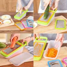 Good Grips Complete Grater Slicer Set 4 in 1 Onion Chopper, Vegetable Slicer, Fruit and Cheese Cutter Container With Storage Lid Pink - Verde - Ver 10