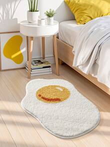 1pc Cartoon Egg Bathroom Rug, Soft Absorbent Bath Mat Accessories, Non-Slip Backing Carpet And Machine Washable, Suitable For Living Room, Vanity, Bathtub, Shower, Sink, Khaki, Thickened & Plush Entryway Decor Bathroom Kitchen Decor, Laundry Room, Festival Decor Room, Entryway Rug, Runner Rug, Autumn, Winter, Bedroom Decoration, Autumn Decor, Carpet, Halloween, Thanksgiving, Christmas Decoration