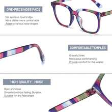 5 PCS Colorful Pattern Reading Glasses For Women Men, Oversized Square Readers With Spring Hinges, Fashion Print  (+1.00 To +4.00) - 彩色 - 查看 4