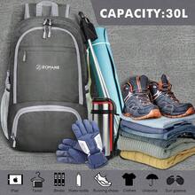 Foldable Backpack Lightweight Folding Packs 30L Packable Hiking Daypack For Travel Outdoor Camping - MediumGrey - View 6