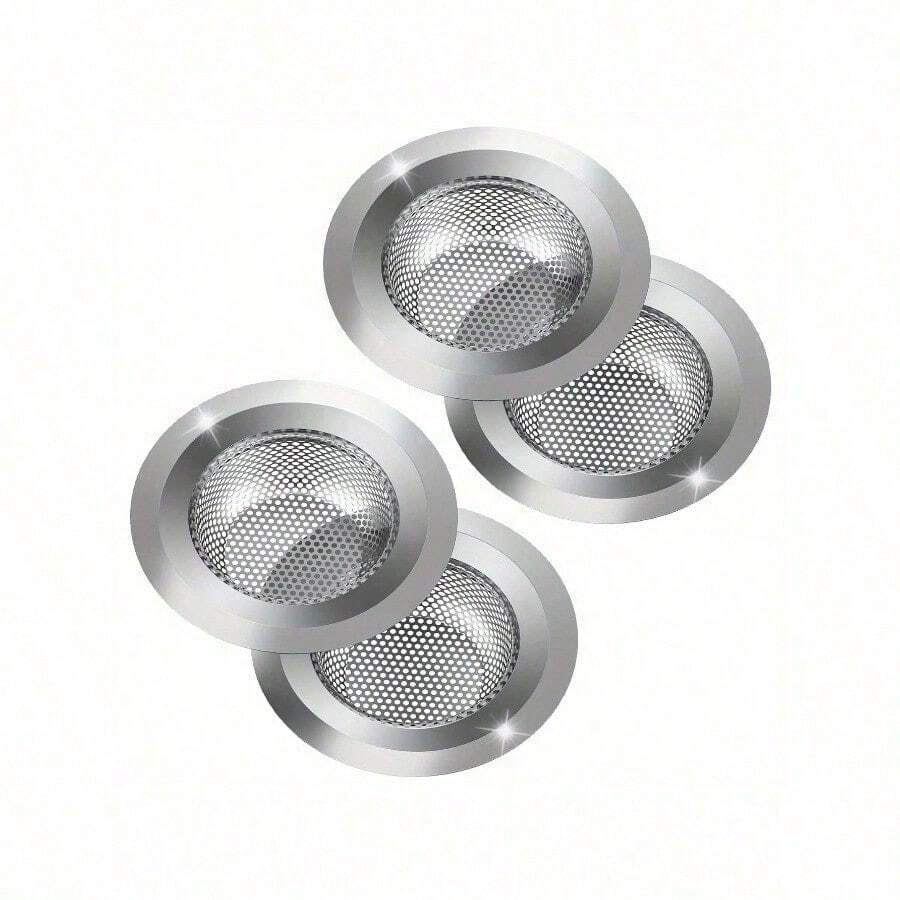 2pcs Stainless Steel Kitchen Sink Strainer For Washing Vegetables - Large Size, Diameter 4.5 Inches, Anti-Clogging Microporous Type, Wide-Edge Drainage Filter - one-size - 查看 1