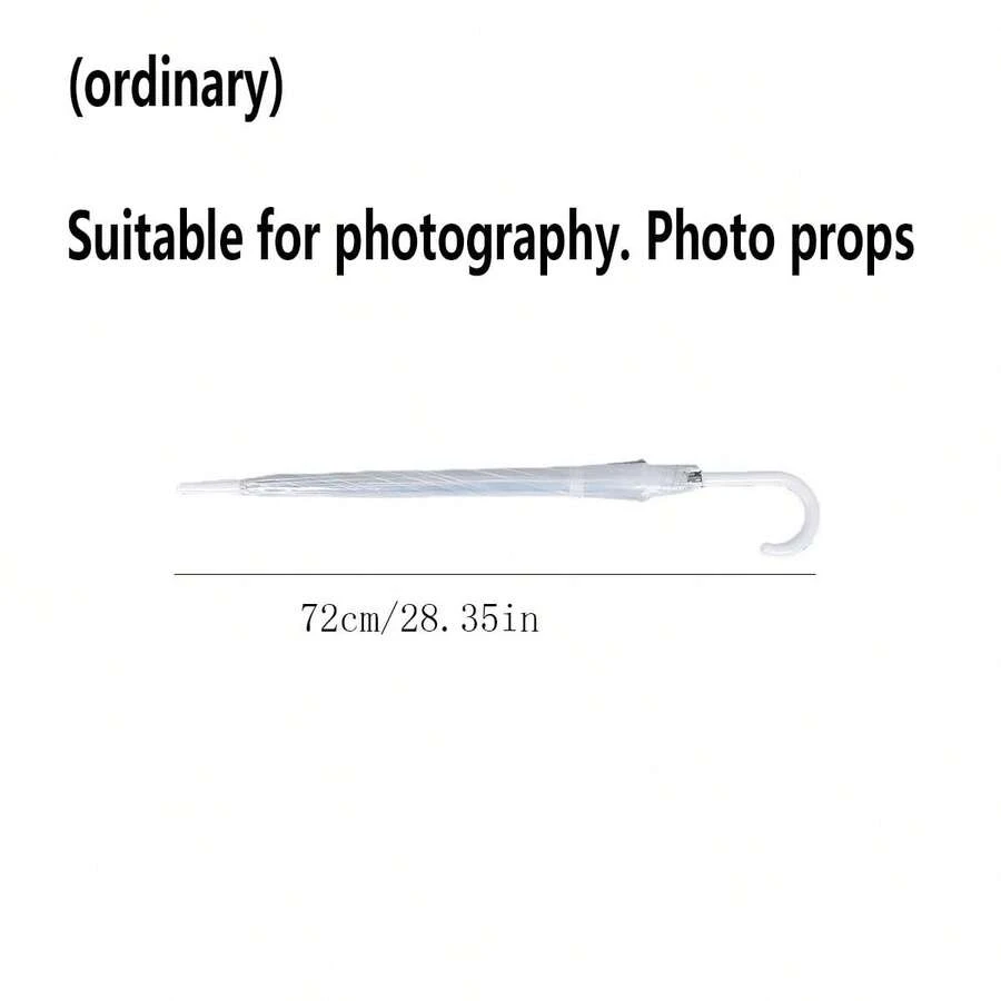 1 pieza Paraguas transparente, paraguas de mango largo, punto fotográfico popular, accesorio de decoración de paraguas transparente, mango recto, fresco y lindo