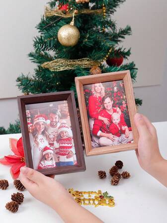 1 pieza Marco de fotos minimalista para fotos de 4x6 pulgadas, decoración de estilo rústico, adecuado para Navidad, exhibición de escritorio y colgante de pared para Año Nuevo, graduación, decoración navideña