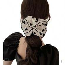 Juego de 2025 Scrunchies de organza transparente vintage y lindos - Set de 1 a 3 piezas con estampado de corazones y flores, Elegantes scrunchies de pelo beige para mujeres y niñas, Accesorios de pelo elásticos suaves para uso diario, fiestas y regalos, Decoración de pelo retro para coletas y moños, Juego de accesorios de pelo perfectos para ella y sus amigas, Lazos de pelo tipo scrunchie, Maquillaje