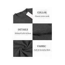 Men's Crew Neck Sweater Slim Fit Lightweight Sweatshirts Knitted Pullover For Casual Or Dressy Wear - 深灰色 - 查看 6
