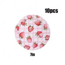 10/20/30pcs,Strawberry Birthday Party Plates And Cups Decoration Summer Watercolor Fruit Tableware Plates Cups For Wedding Berry First Birthday Themed Baby Shower Party Supplies, Disposable 9'' 7'' Paper Plates 9 Oz Cups Cutlery Dinnerware For 1st Birthday