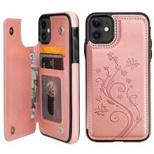 Compatible With IPhone 11 Case Wallet With Card Holder, Embossed Butterfly Premium PU Leather Double Magnetic Buttons Flip Shockproof Protective Cover For IPhone 11 6.1 Inch(Rose Gold){"Color_name":"RoseGold"} - 多色3 - 查看 1