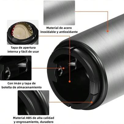 - Destapador de Cerveza, Abridor Automtico con Tapa magntica, Destapador de Botellas de acero inoxidable, Abrebotellas en hogar, bar o restaurante Negro