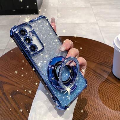 蓝色亮片闪耀硅胶TPU极简奢华防震电镀支架手机壳，防震/TPU硅胶软边高端保护套，防尘加厚边角奢华手机壳，兼容三星Galaxy S24 Ultra/S24 Plus/S24/S23 Ultra/S23 Plus/S23/S22 Ultra/S22 Plus/S22/S21 Ultra/S21 Plus/S21 FE/S23 FE/S20 Ultra/S20 Plus/S20 FE，以及A5x/C1 2 3 4 5 6 7 8 9/9 8 7 6 5 4 3 2 1和A1 2 3 4 5 6 7 8 9 9 8 7 6 5 4 3 2 1，国际版，非国内版，复活节春季礼物，生日周年纪念，婚礼派对