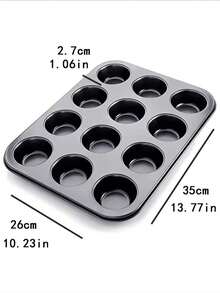 1 个松饼烤盘、12 个纸杯蛋糕烤盘、不粘纸杯蛋糕纸烤杯、布丁模具、烤箱配件、烘焙工具、厨房用具、厨房配件、不粘布朗尼烤盘、松饼烤盘纸杯蛋糕烤盘、厨房烤箱用烤盘（4/12 个模具） - 黑色 - 查看 10